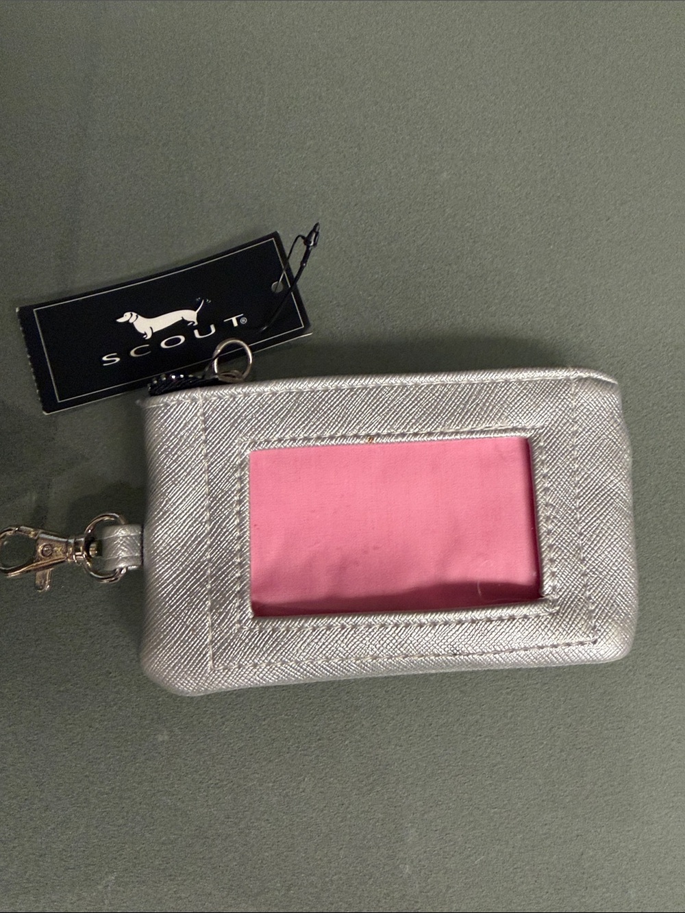 Scout Metallic Silver Card Holder with Pink ID Window